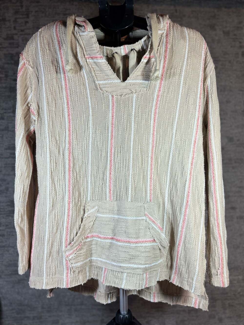 2 pcs Vintage Havana Textured Striped Pullover Hoodie and matching shorts